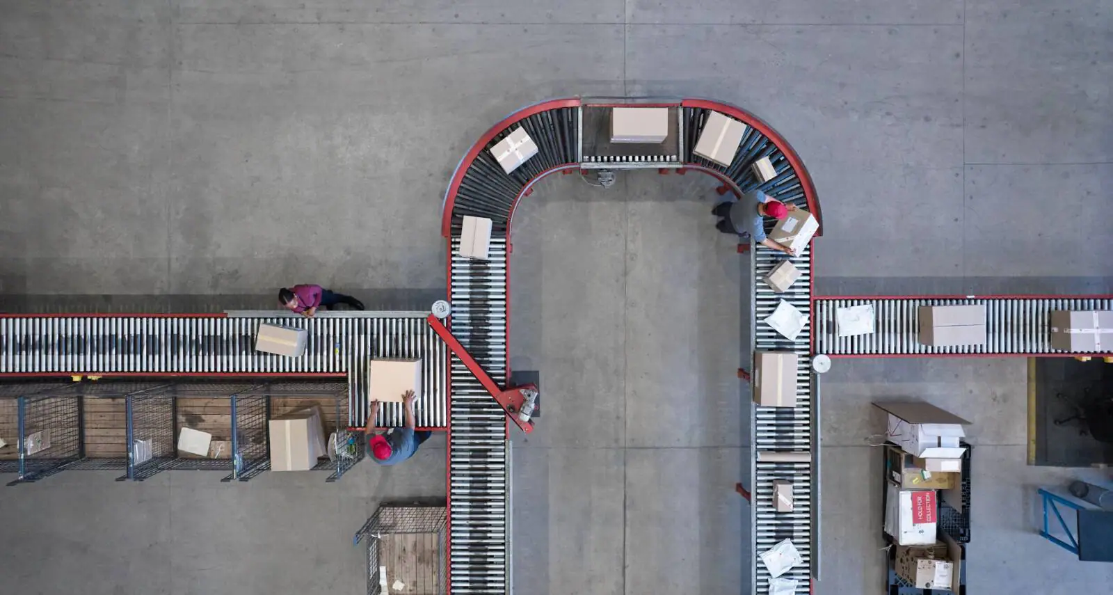 Boxes on a conveyor