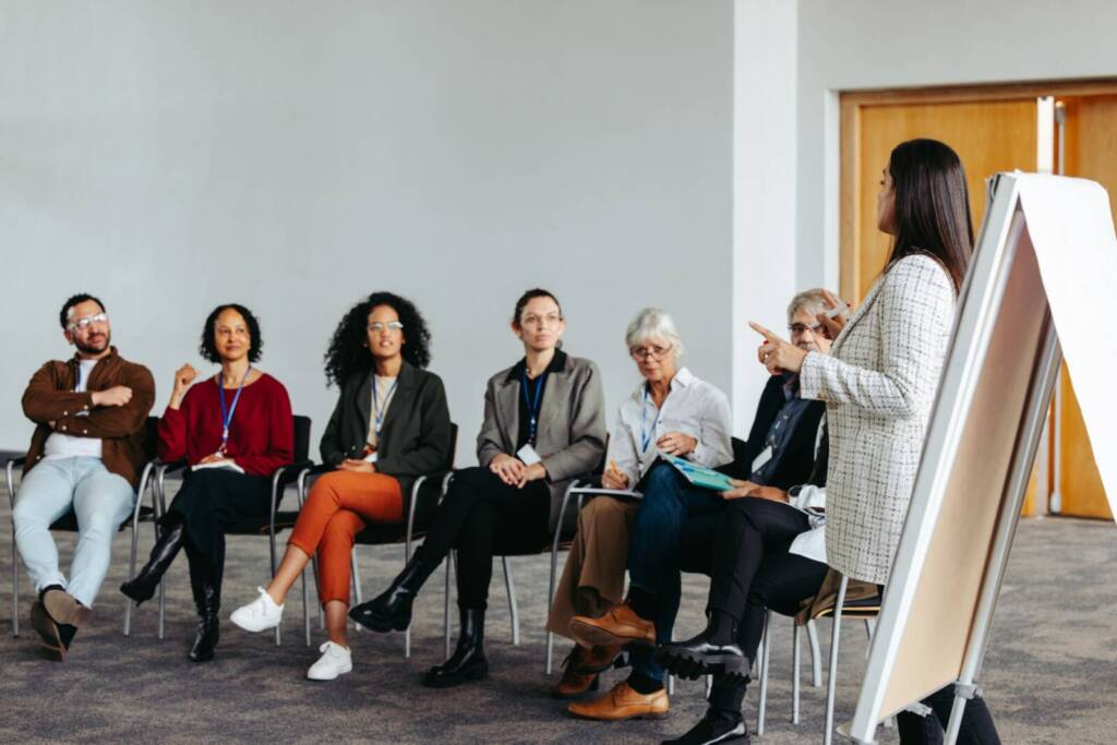corporate trainer teaching employees